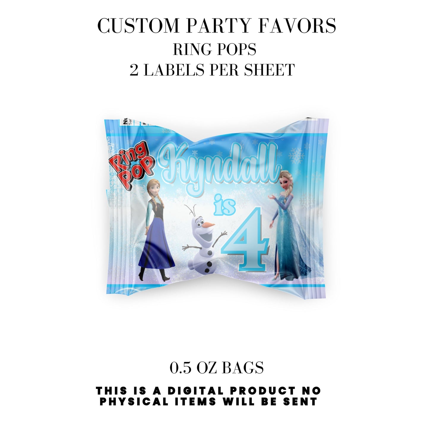 Frozen Birthday Party Favors DFY