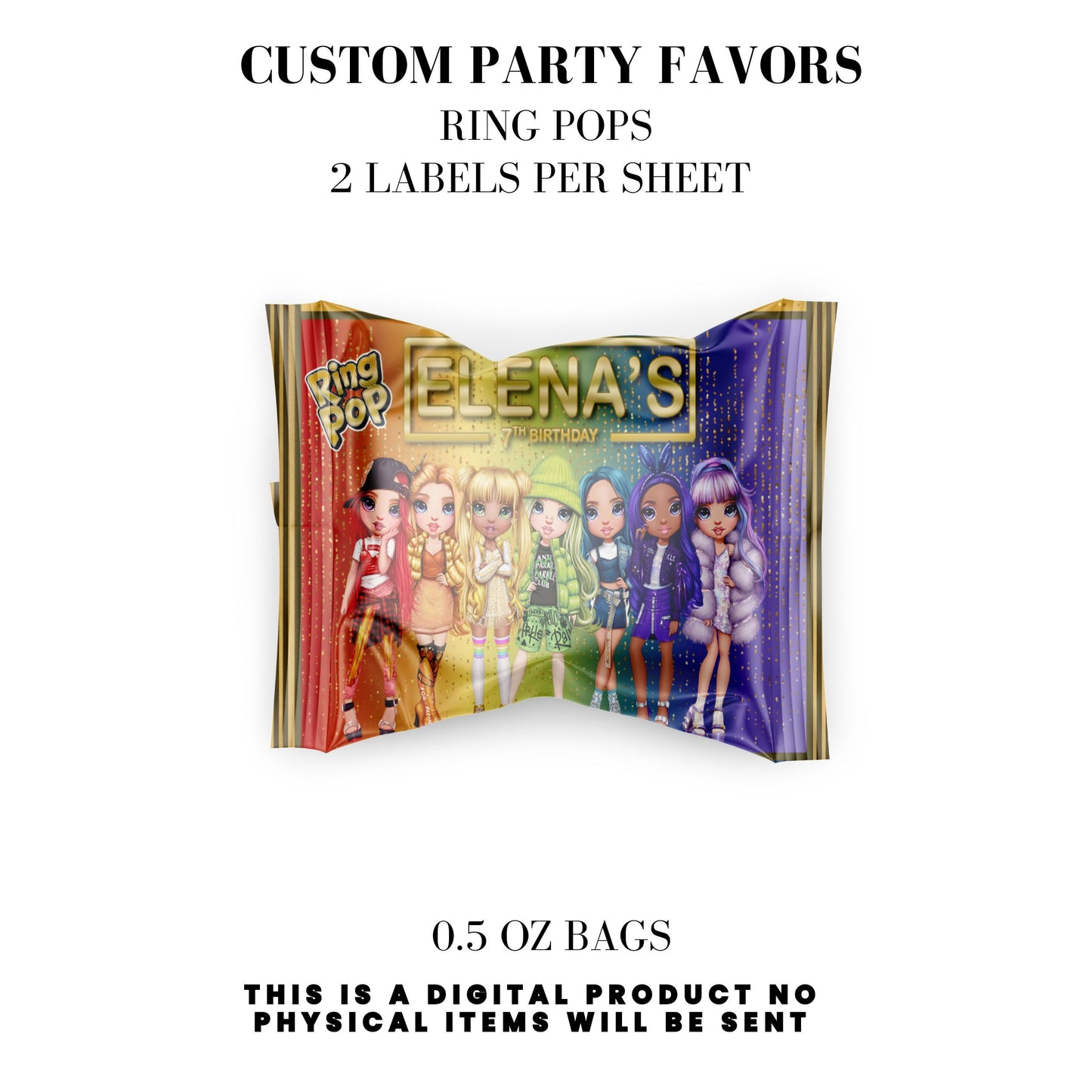 Rainbow High Birthday Party Favors DFY