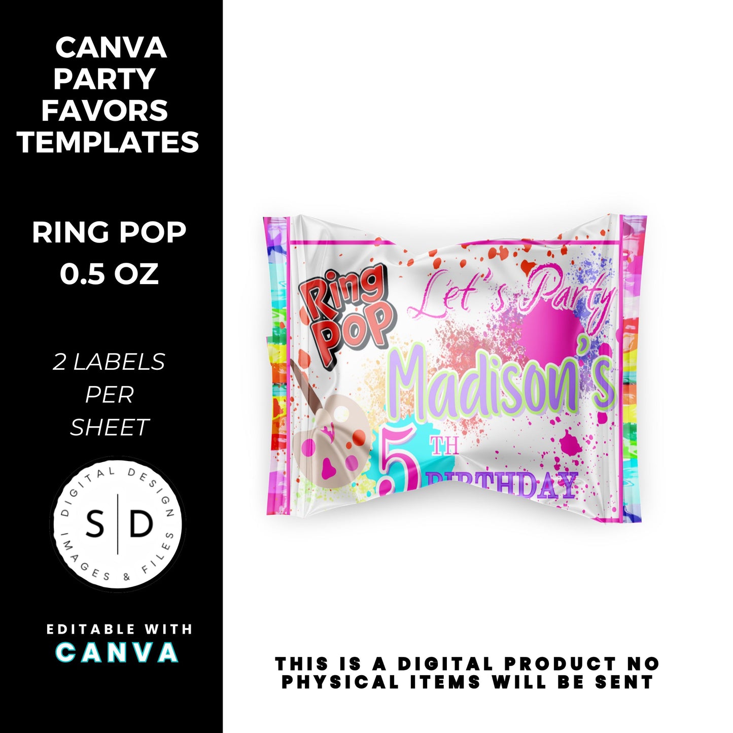 Let's Paint Birthday Party Favor Templates