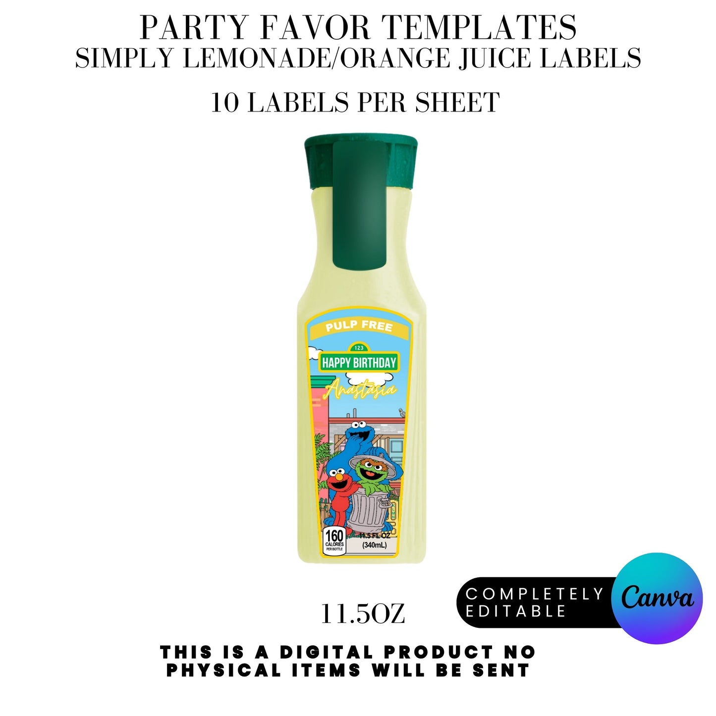 Sesame Street Birthday Party Favors Templates Bundle