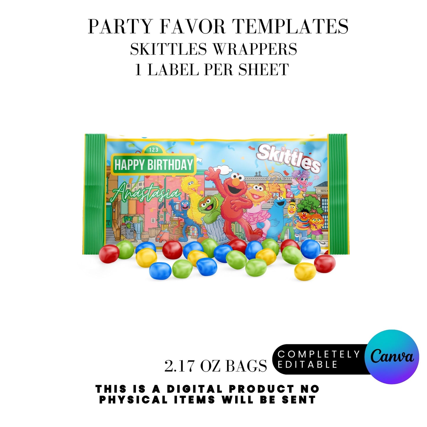 Sesame Street Birthday Party Favors Templates Bundle