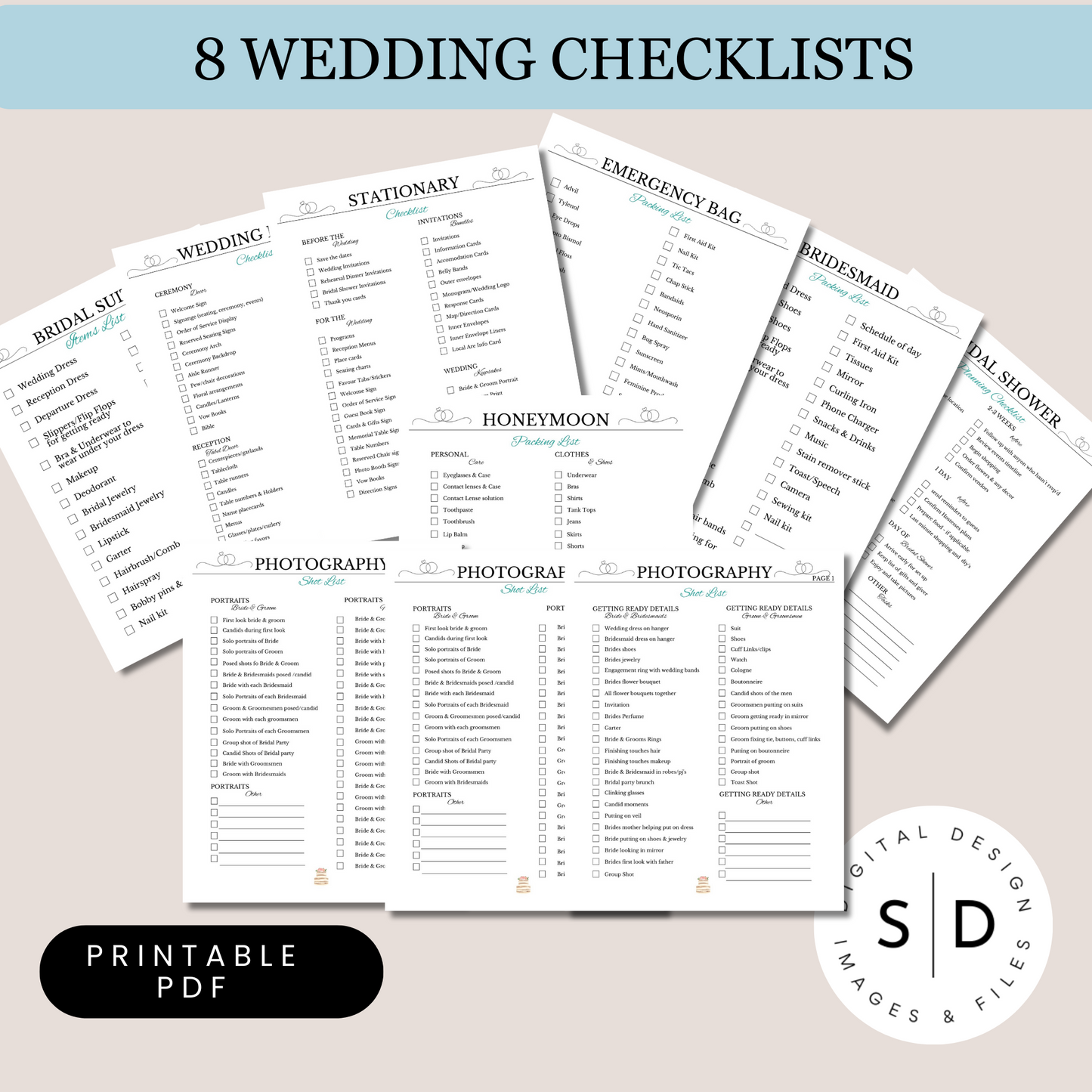 Wedding Planner Checklists Printable and Hyperlinked
