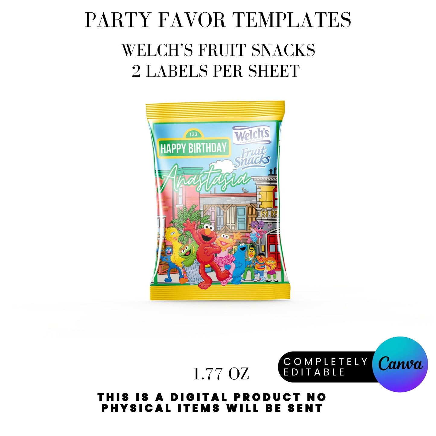 Sesame Street Birthday Party Favors Templates Bundle