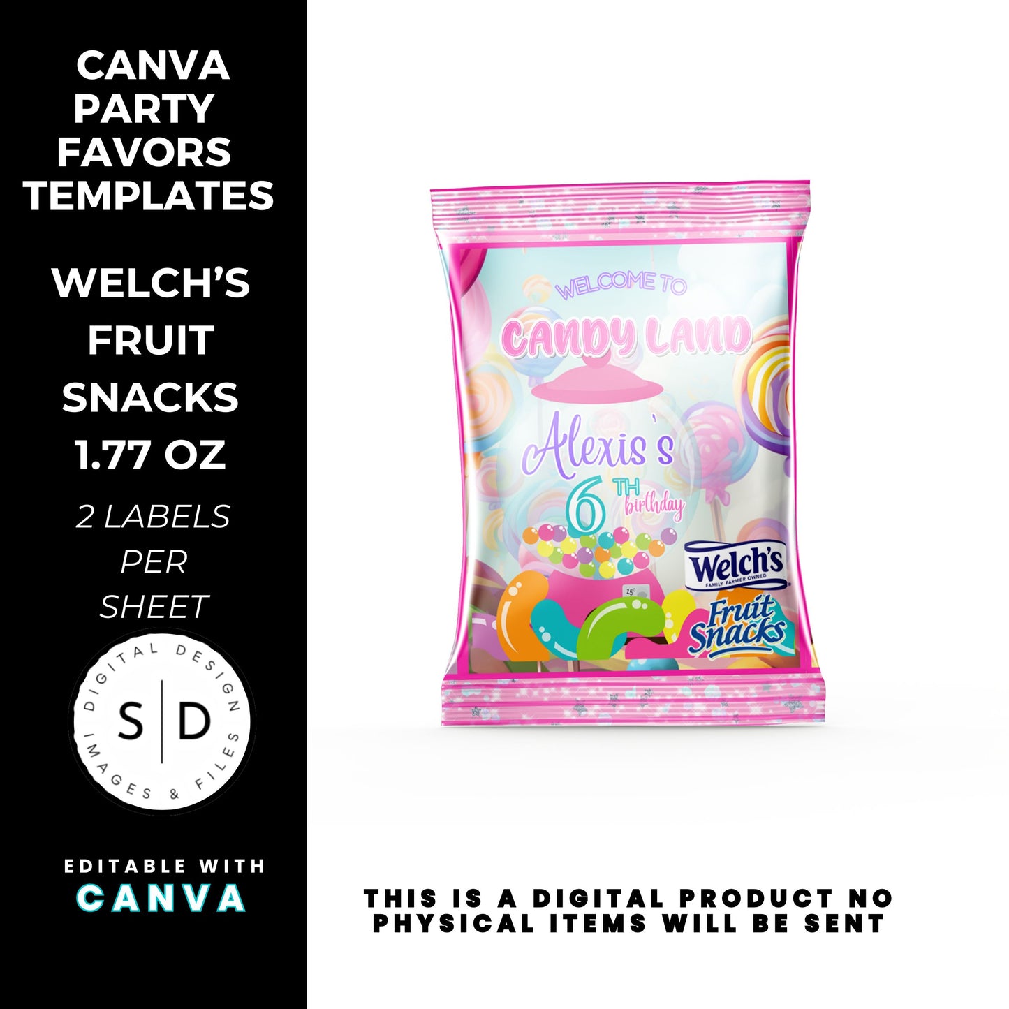 Candy Land Sweets Birthday Party Favor Templates