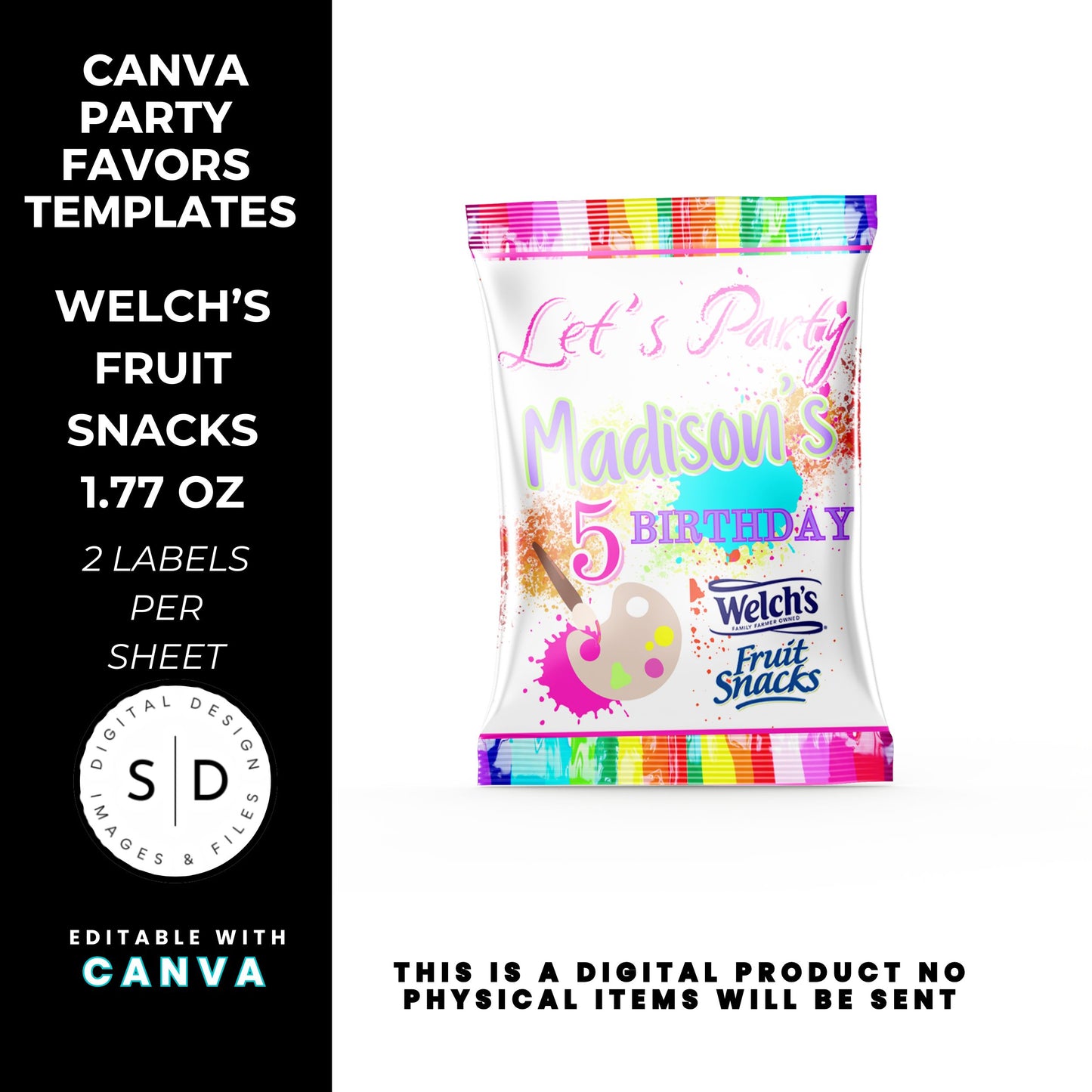 Let's Paint Birthday Party Favor Templates