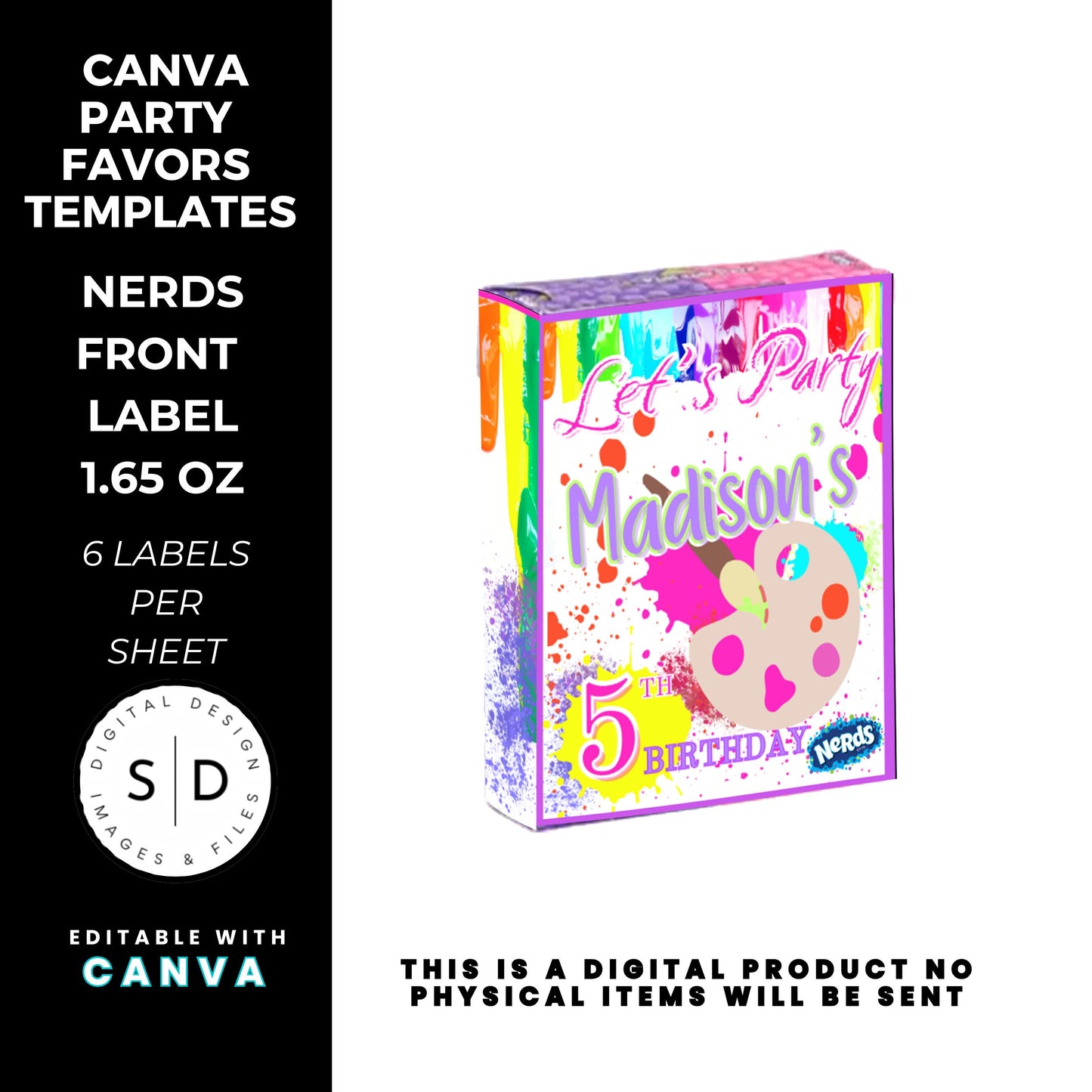 Let's Paint Birthday Party Favor Templates