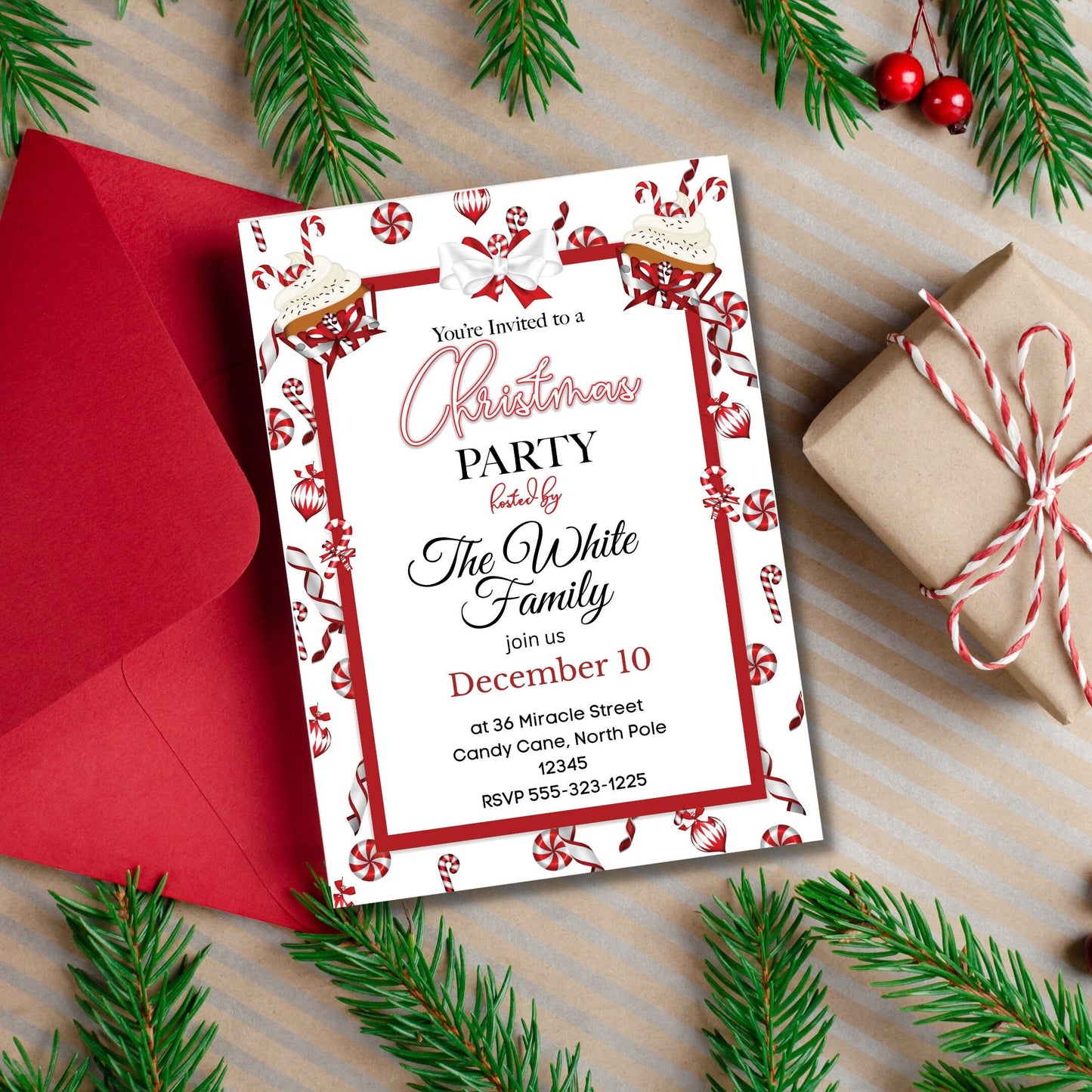 Peppermint Christmas Party Invitation