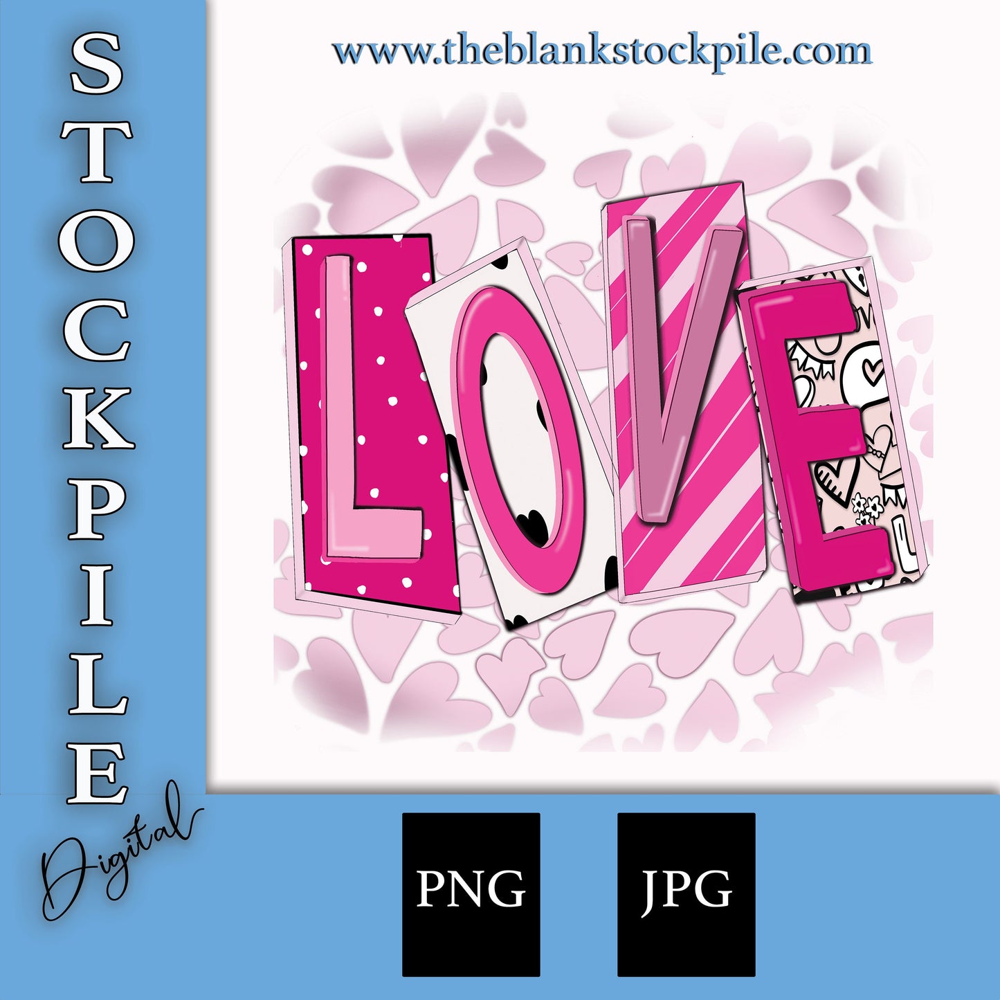 Love Block Letter Valentines PNG