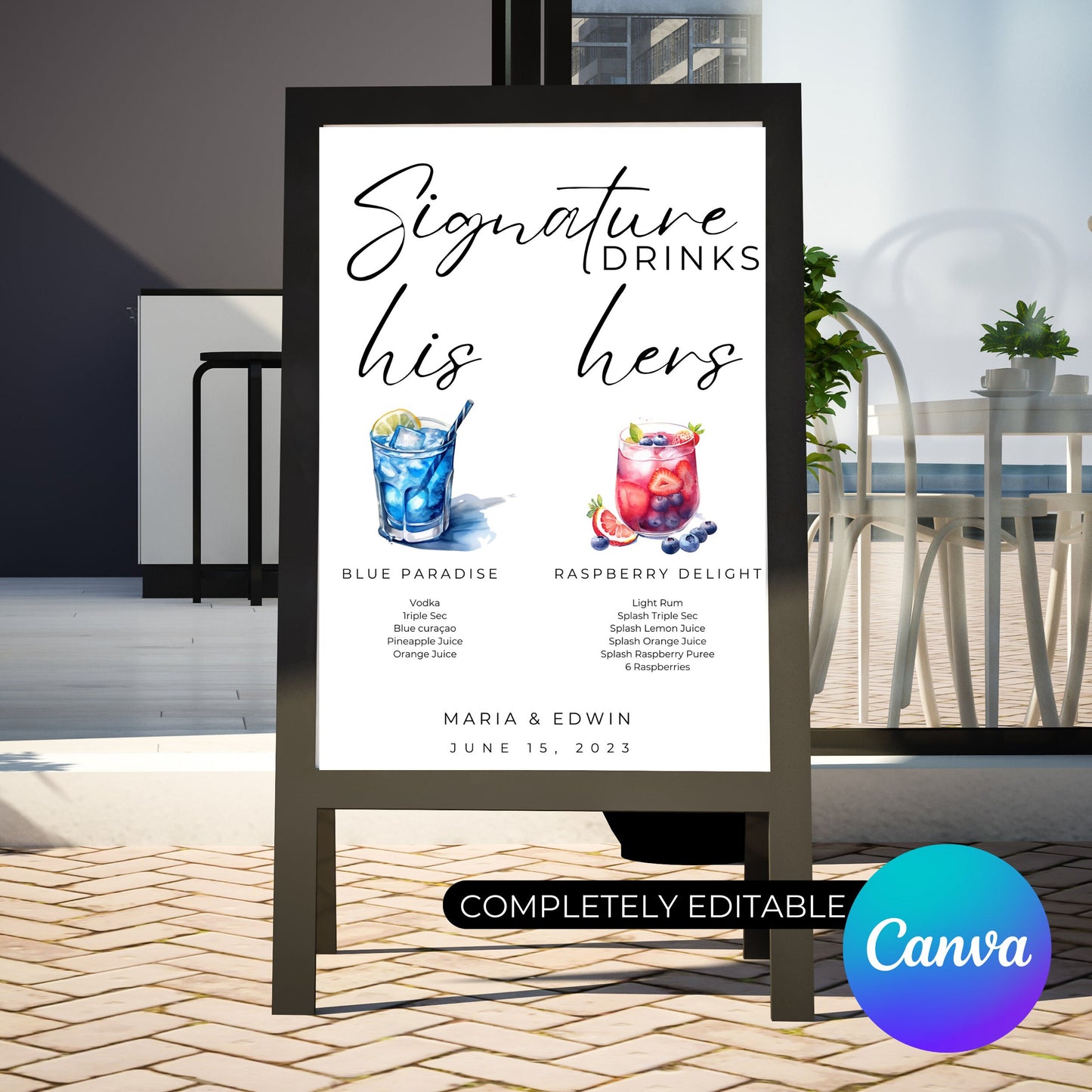His & Her Signature Drinks Sign Template