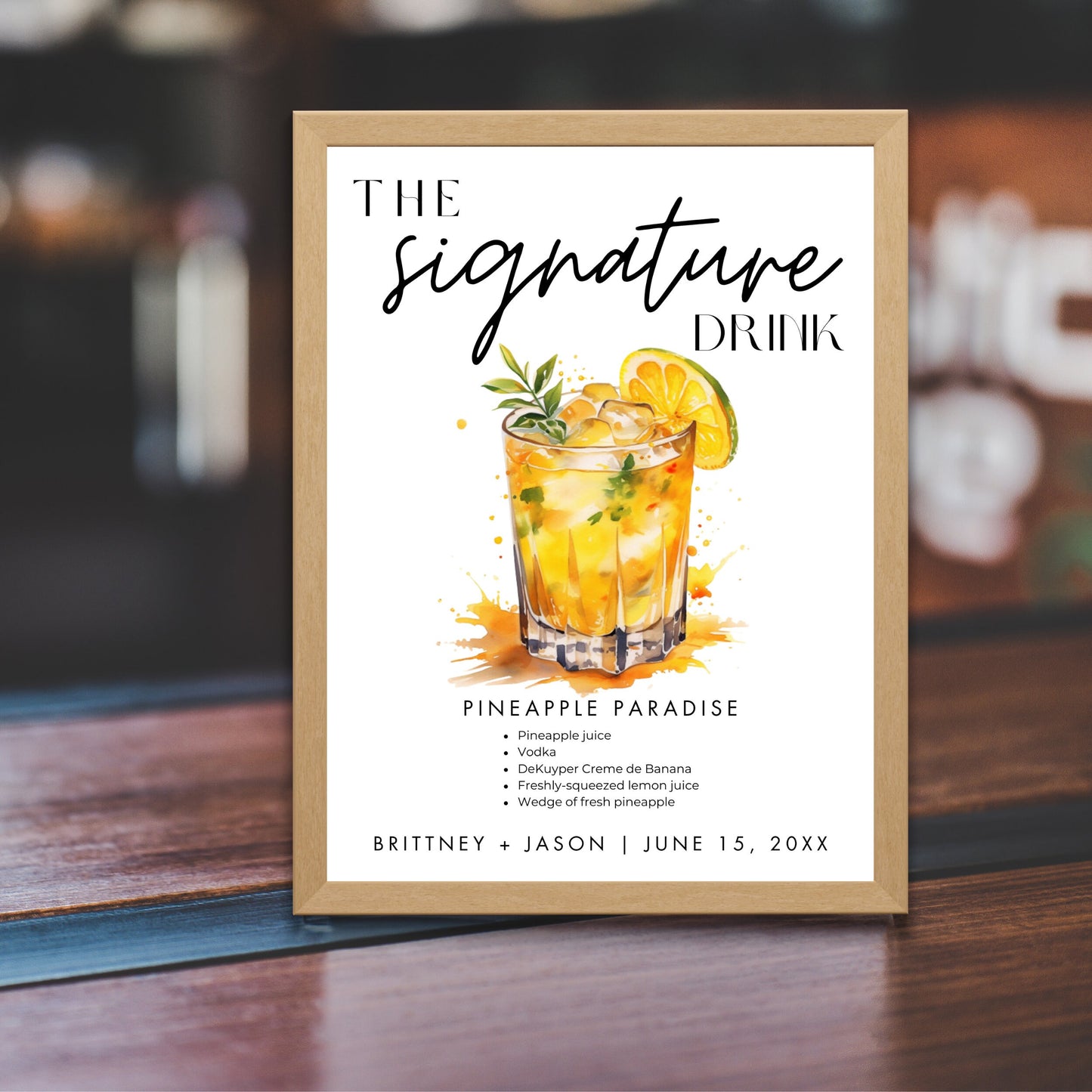 Minimalist Signature Drinks Sign Template