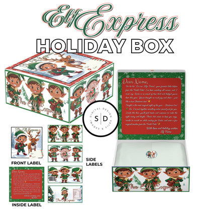 Elf Express Christmas Eve Gift Box Canva Template Bundle