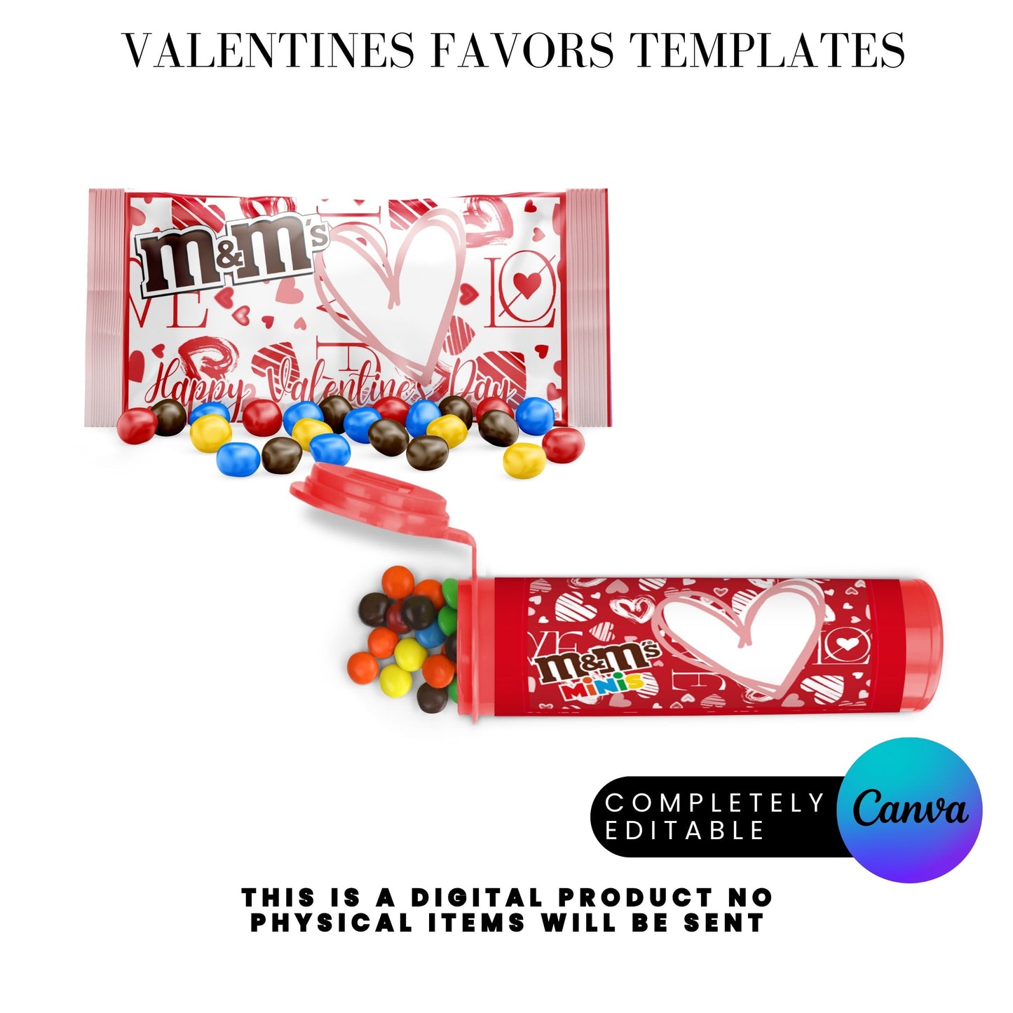 Hearts Valentines Party Favors Templates Bundle