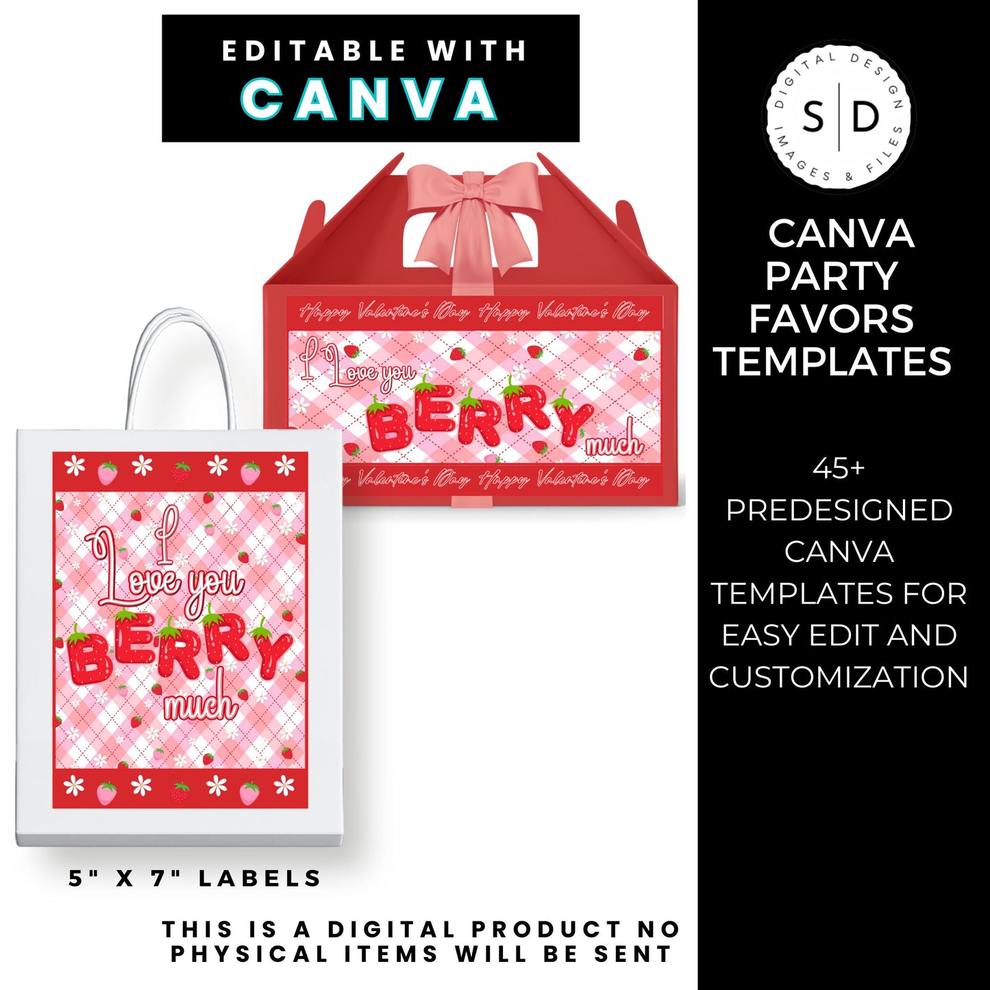 I Love You Berry Much Party Favor Canva Template Bundle