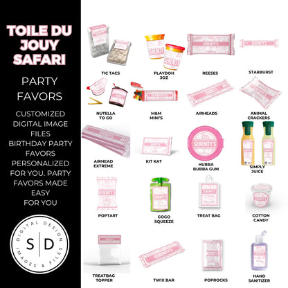 Toile du Jouy Safari Party Printable Favor Designs DFY