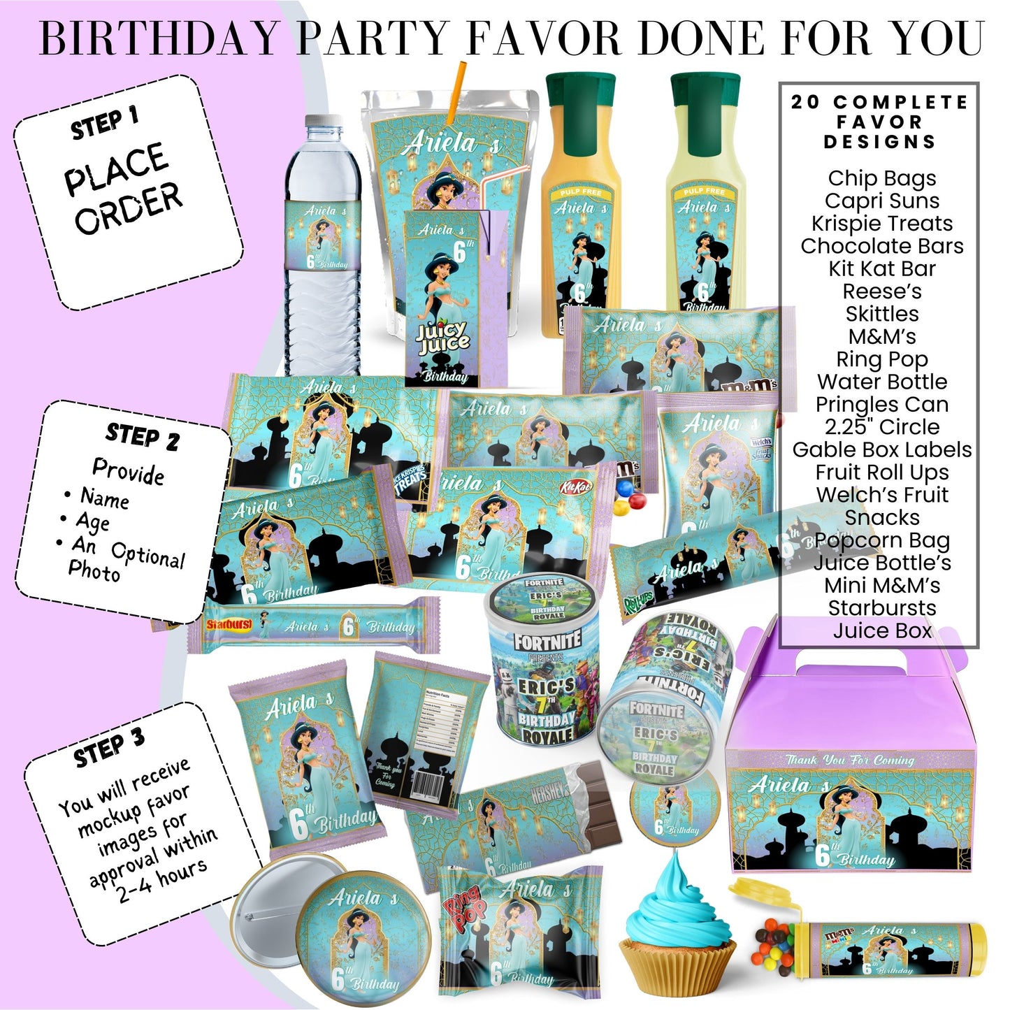 Princess Jasmine Birthday Party Favors DFY