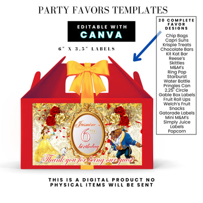 Be Our Guest Belle Party Favor Templates Bundle