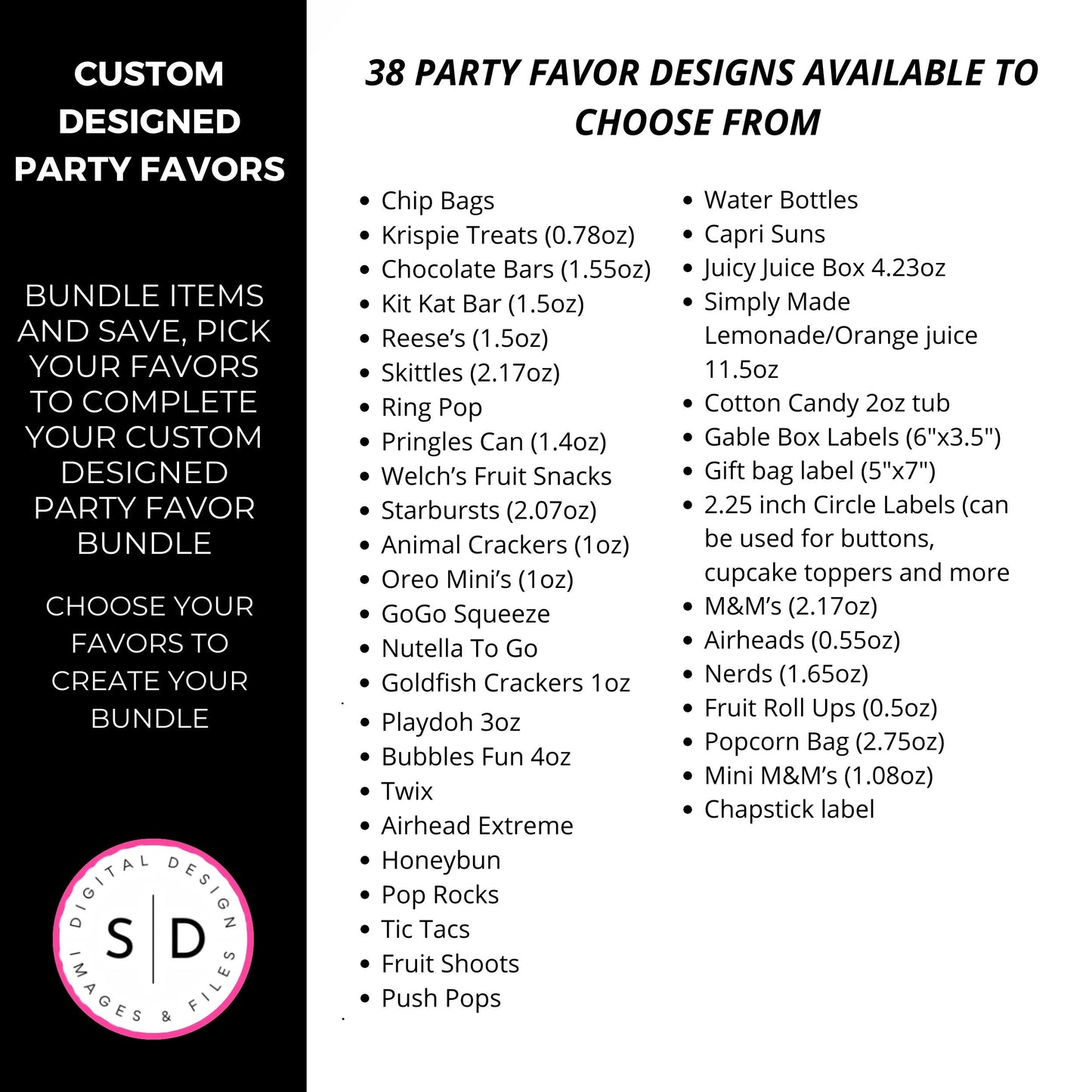 Custom Designed Party Favors Bundles DFY