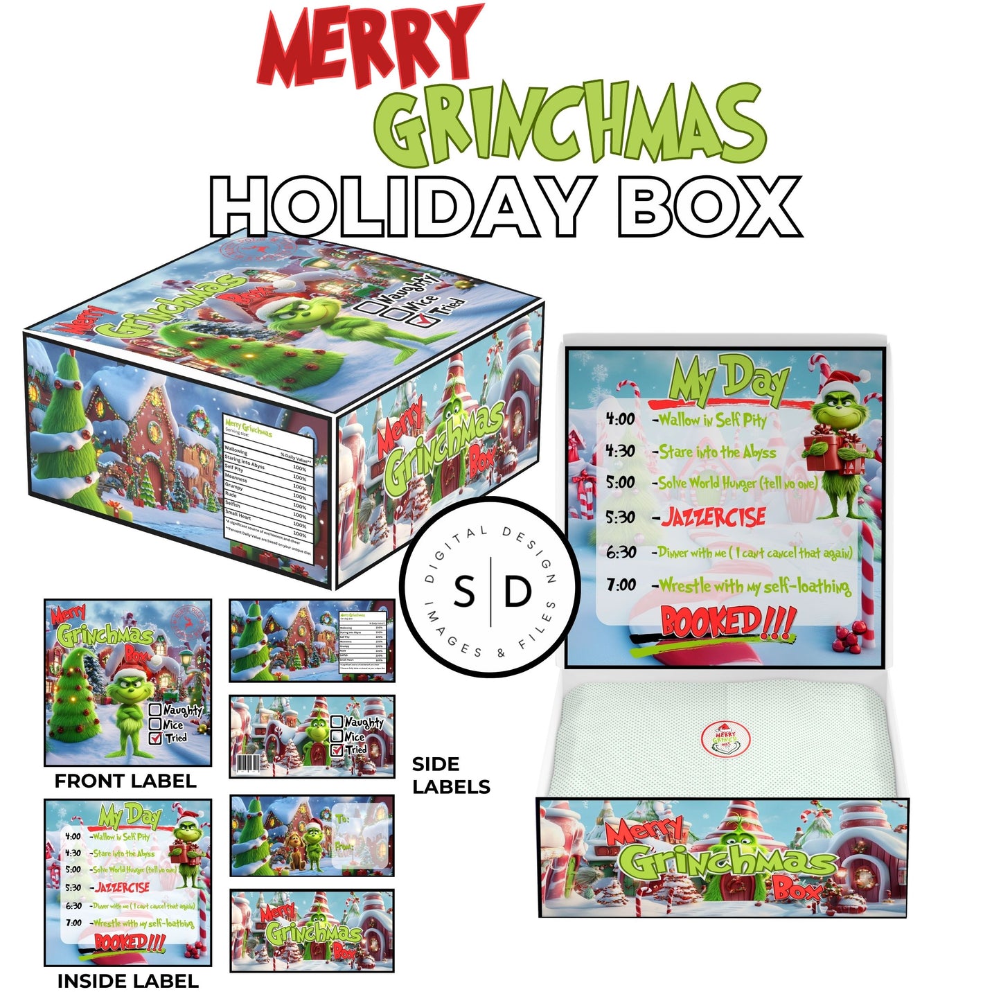 Merry Grinchmas Eve Gift Box Labels