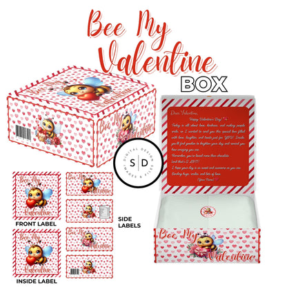 🐝 Bee My Valentine’s Day Gift Box & Party Favor Canva Templates 💝