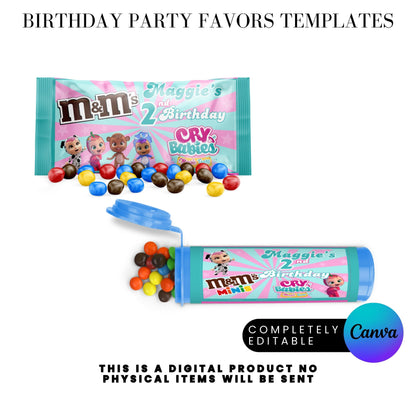 Cry Babies Magic Tears Birthday Party Favors Templates Bundle