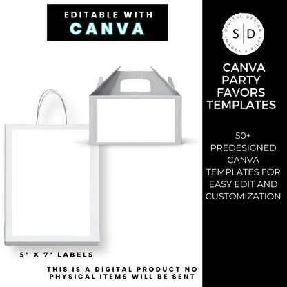 Canva Template Party Favors Bundle - Create Your Unique Event Favors!