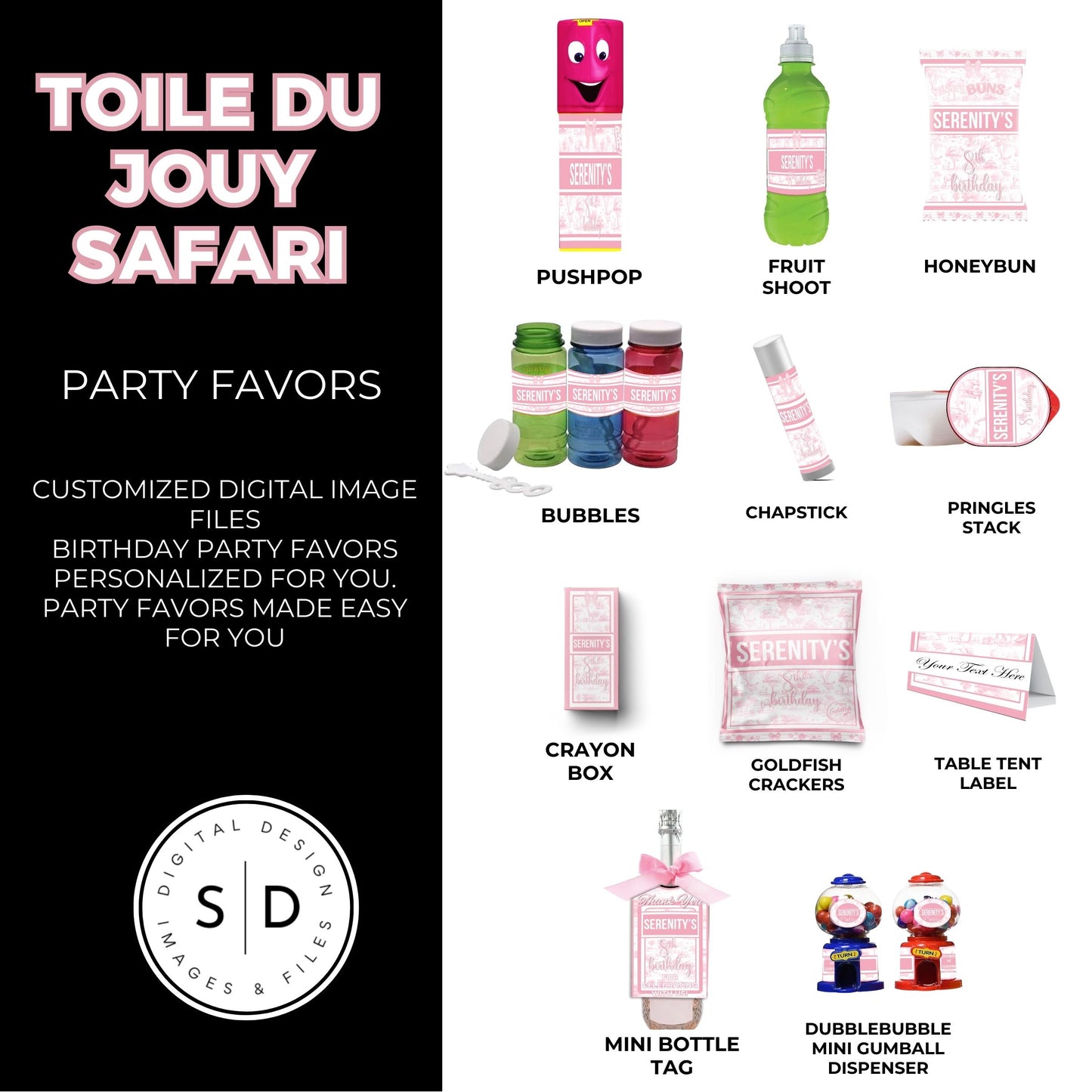 Toile du Jouy Safari Party Printable Favor Designs DFY