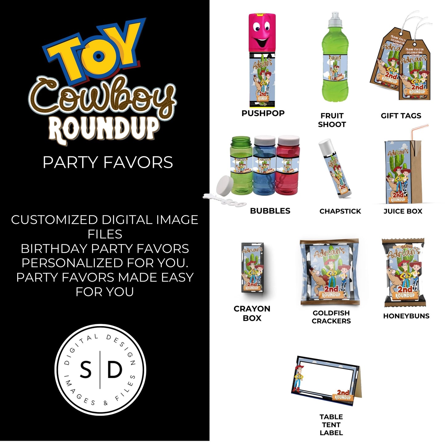 Toy Cowboy Roundup Digital Party Favor DFY