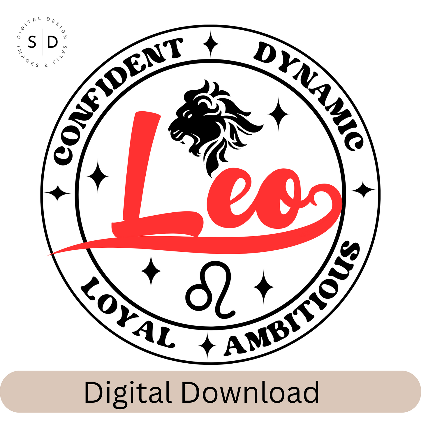 Leo Zodiac Sign Round Frame Retro SVG