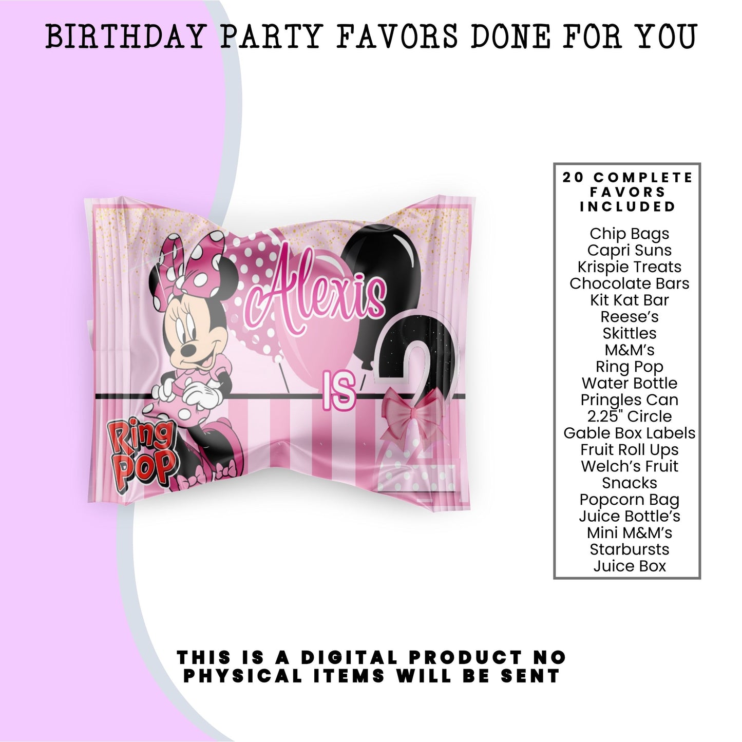 Pink Mouse Birthday Party Favors DFY