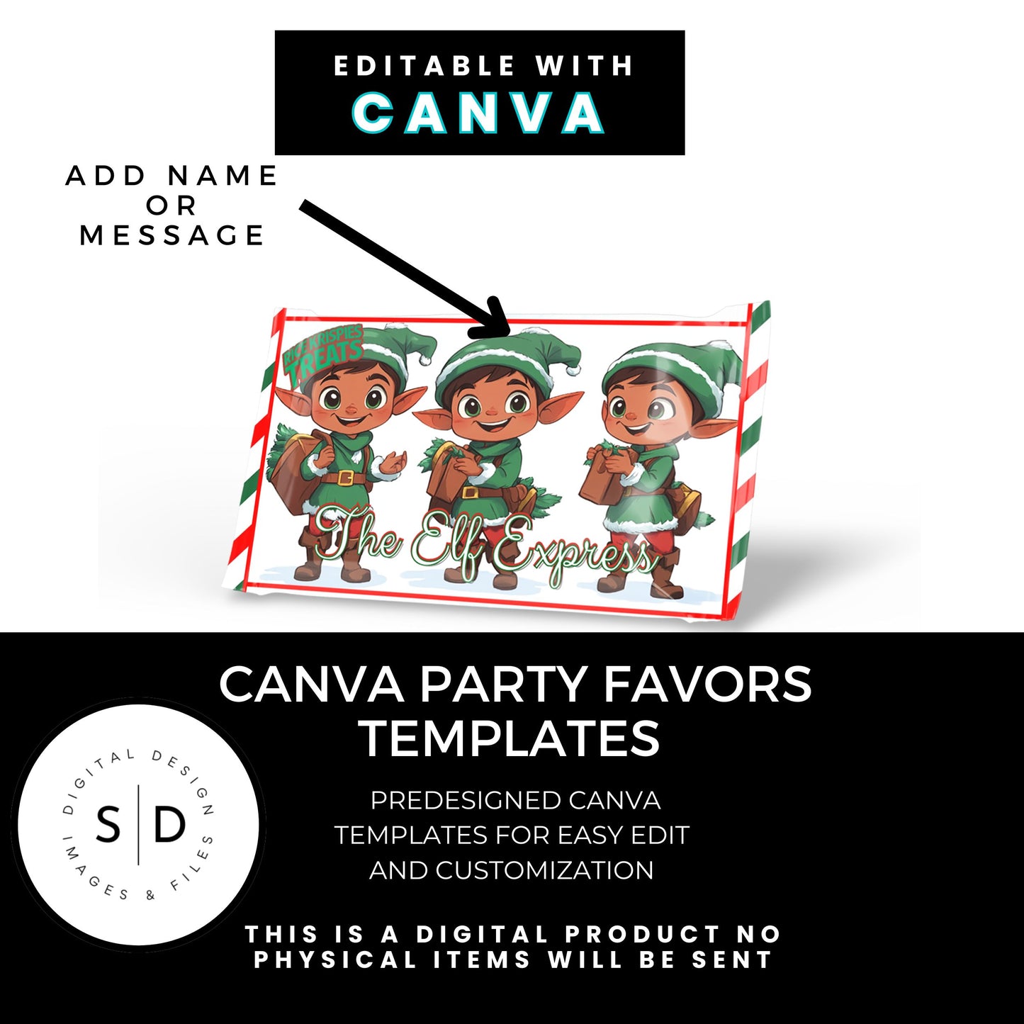 Elf Express Christmas Eve Gift Box Canva Template Bundle