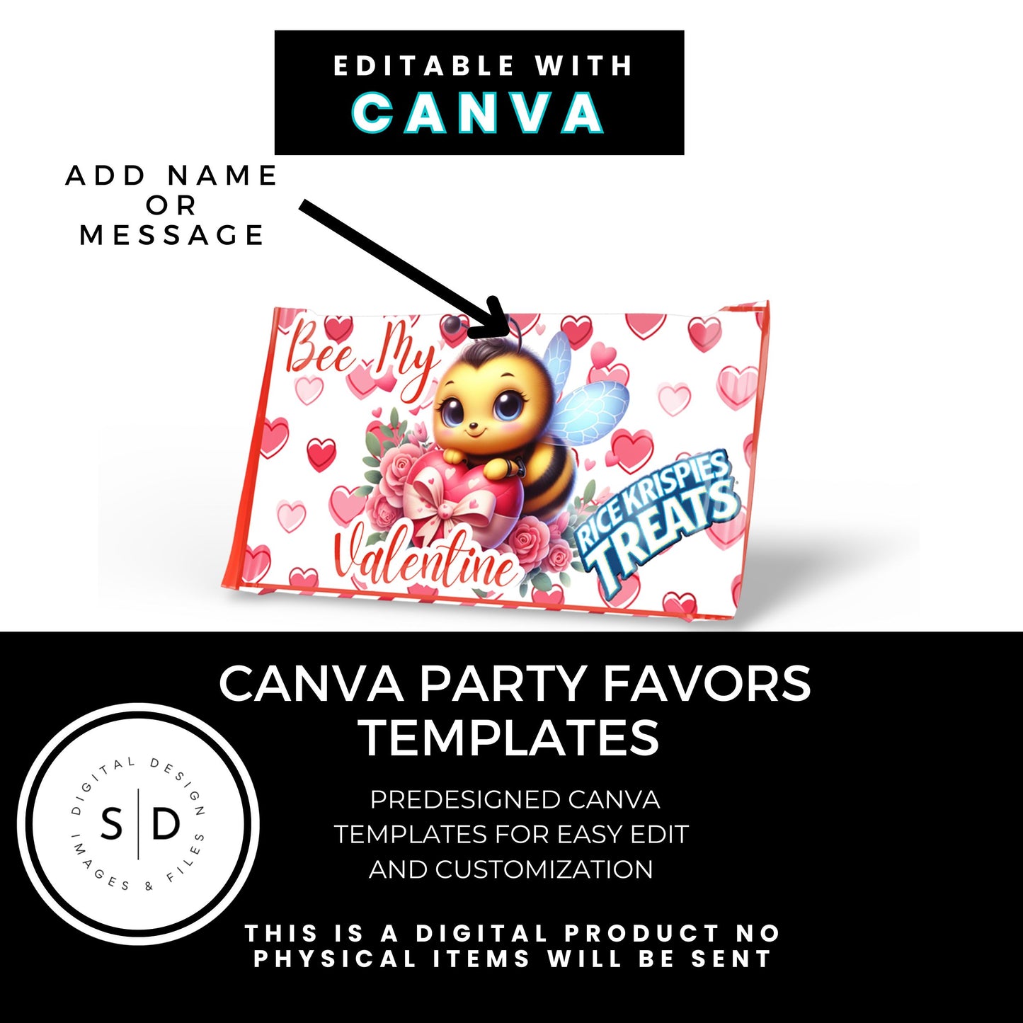 🐝 Bee My Valentine’s Day Gift Box & Party Favor Canva Templates 💝