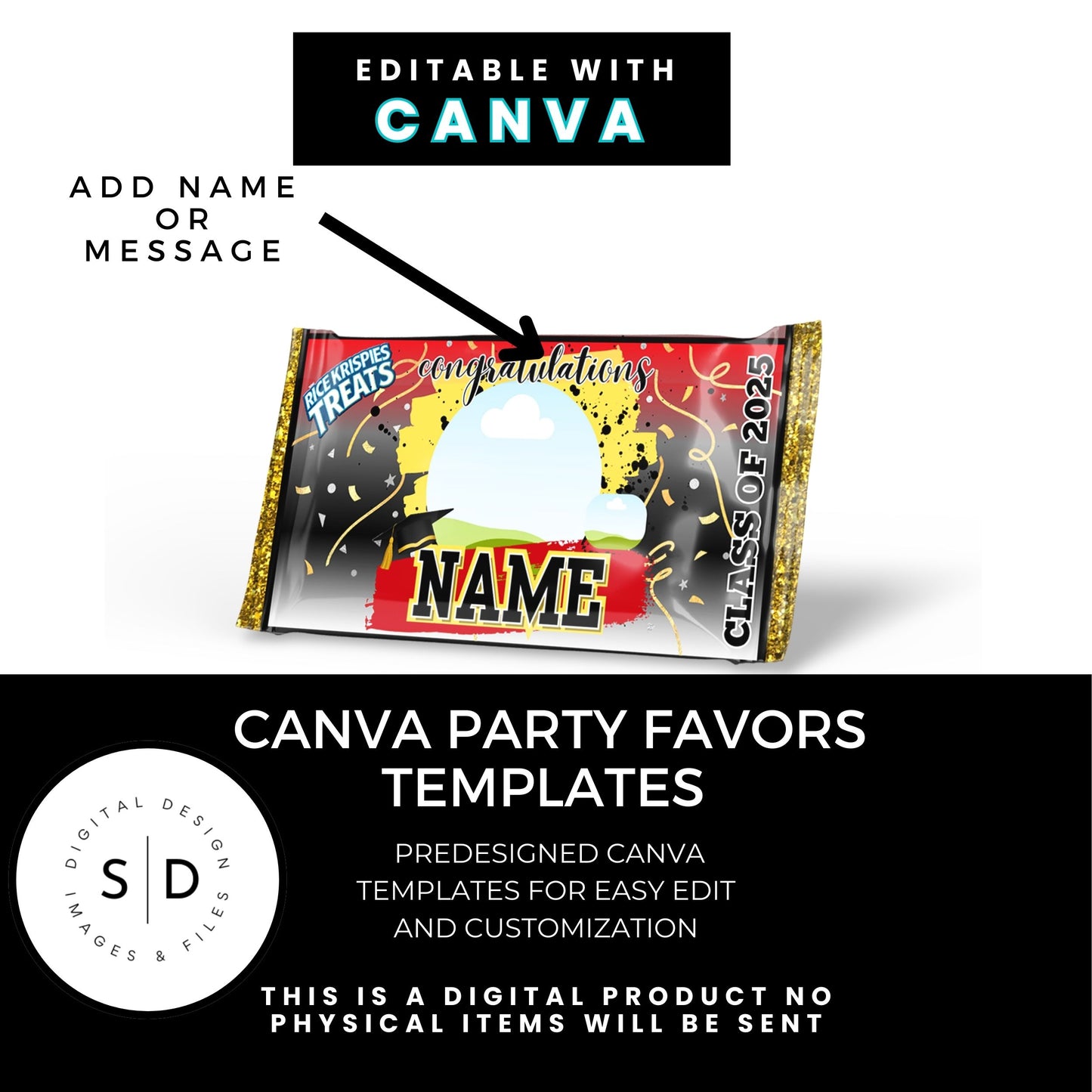 🎓 Class of 2025 Graduation Gift Box & Party Favor Canva Templates – Red & Gold 🎉