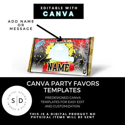 🎓 Class of 2025 Graduation Gift Box & Party Favor Canva Templates – Red & Gold 🎉