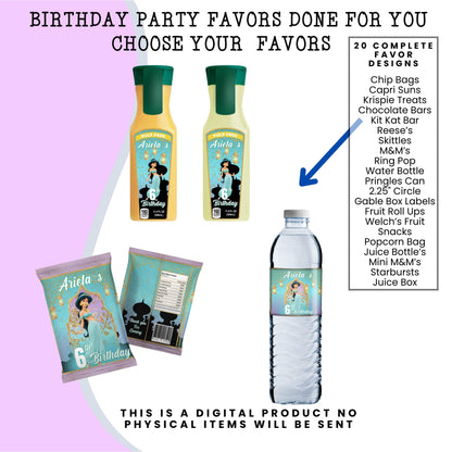 Princess Jasmine Birthday Party Favors DFY