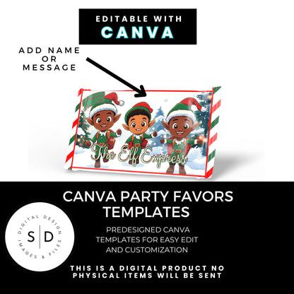 Elf Boy Express Christmas Eve Gift Box Canva Template Bundle