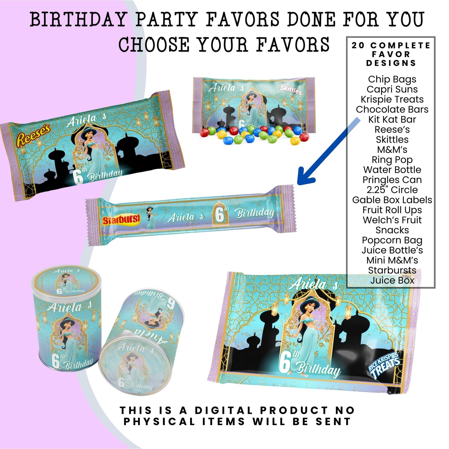 Princess Jasmine Birthday Party Favors DFY