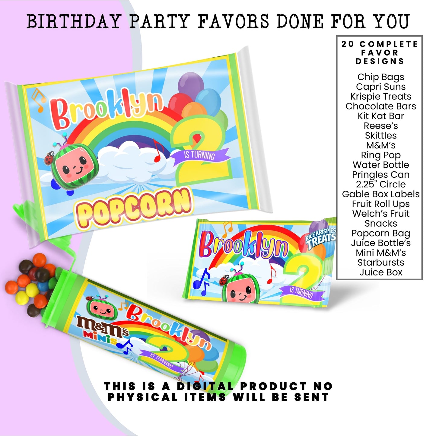 Rainbow Melon Birthday Party Favor Bundle DFY