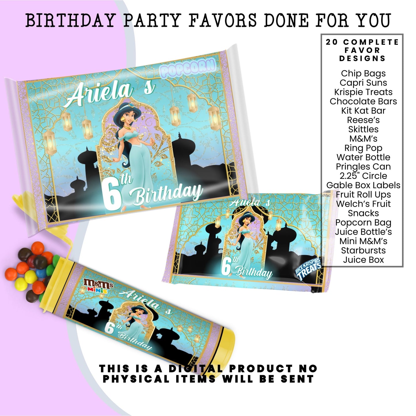 Princess Jasmine Birthday Party Favors DFY