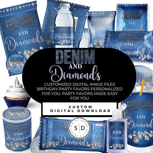 Denim & Diamonds Party Printable Favor Designs DFY