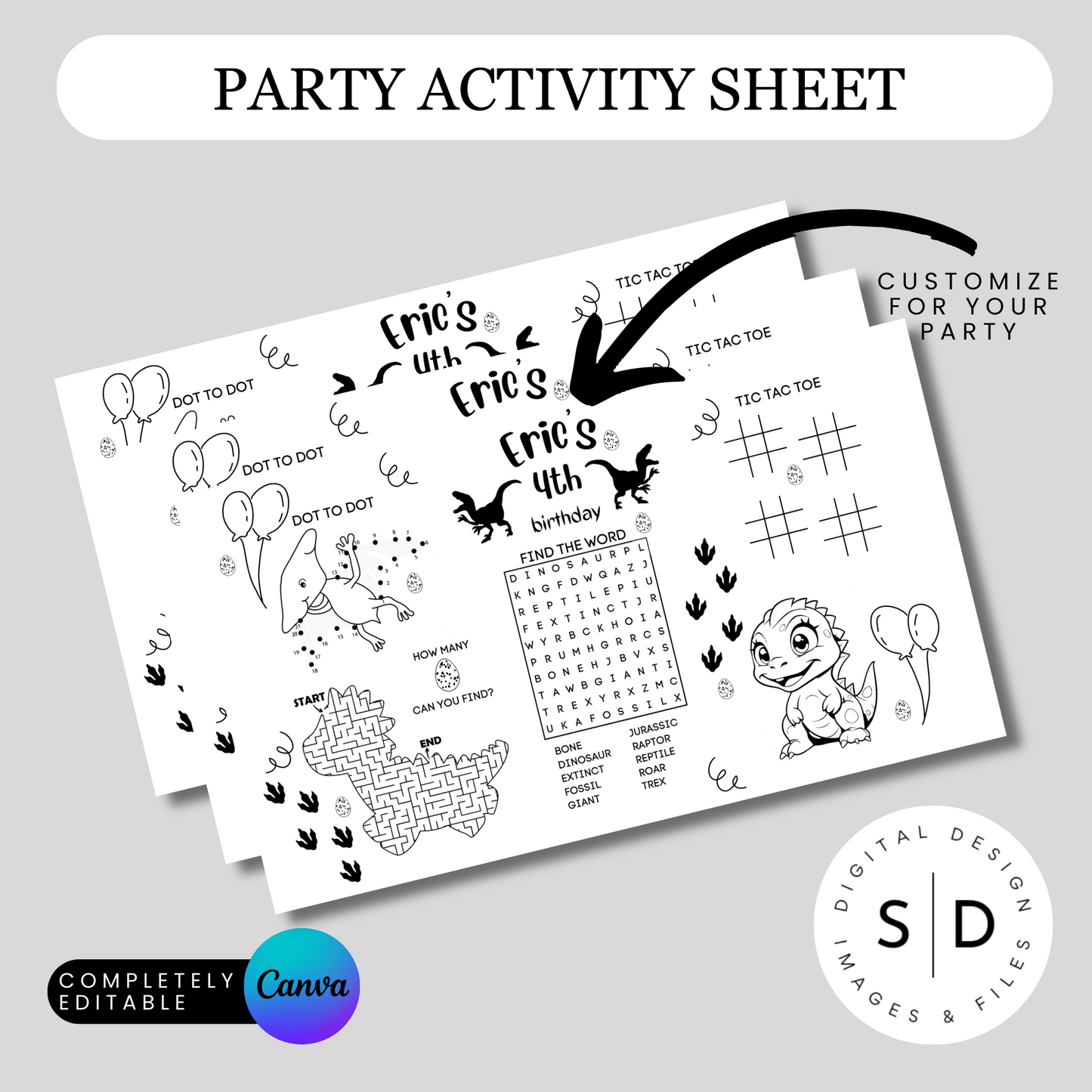 Dinosaur Party Activity Sheet