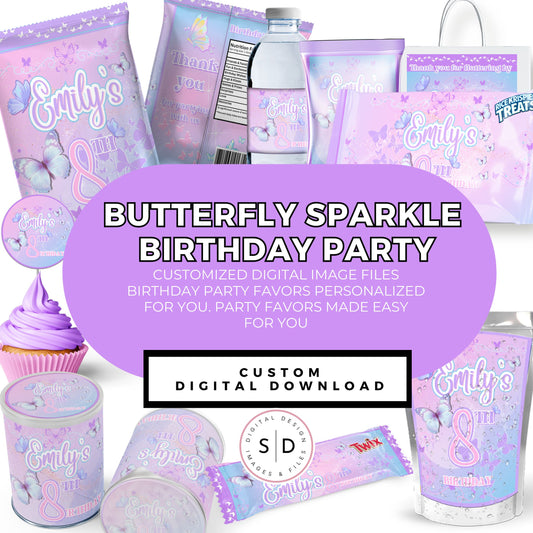 Butterfly Sparkle Lavender Birthday Party Favors DFY