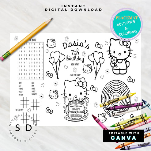Hello Kitty Birthday Party Activity Sheet – Stockpile Digital