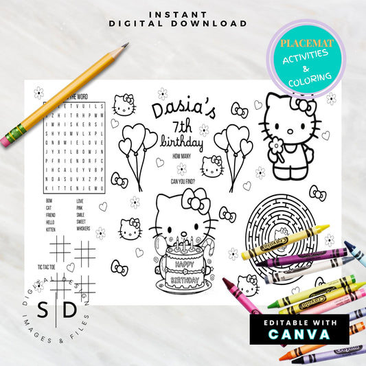 Hello Kitty Birthday Party Activity Sheet
