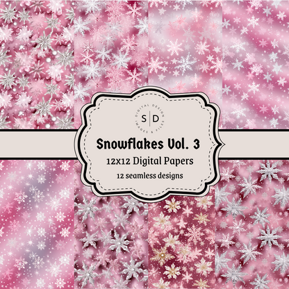 Christmas Snowflake Vol 3 Pink Seamless Digital Papers