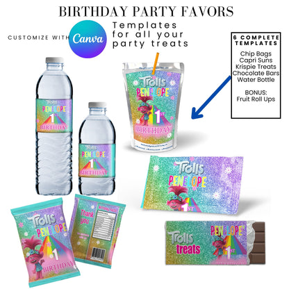 Trolls Party Favor Templates Bundle