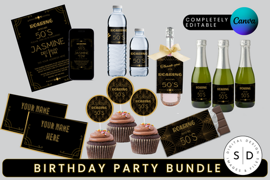 Roaring 20's Birthday Party Templates Bundle