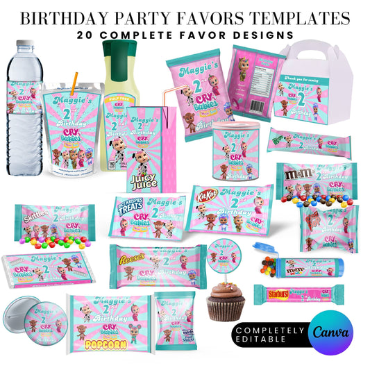 Cry Babies Magic Tears Birthday Party Favors Templates Bundle