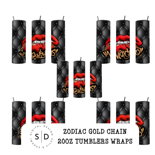 3D Gold Chain Zodiac Tumbler Wrap Bundle