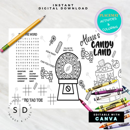 Candy Land Birthday Party Activity Sheet