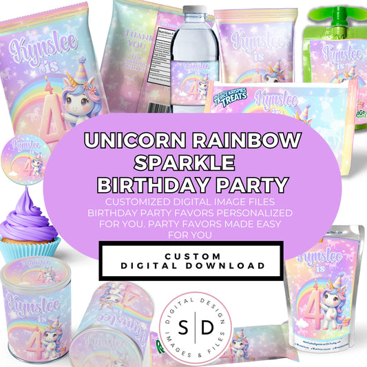 Unicorn Rainbow Sparkle Party Favors DFY